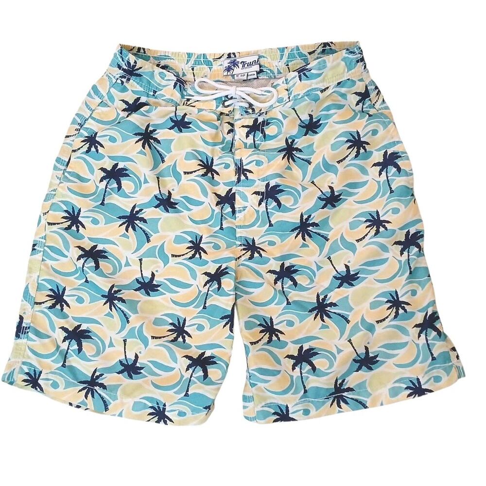 Trunks‎ Surf & Swim Co Boardshorts Shorts Mens Sz S Blue Tropical Palm Hawaii